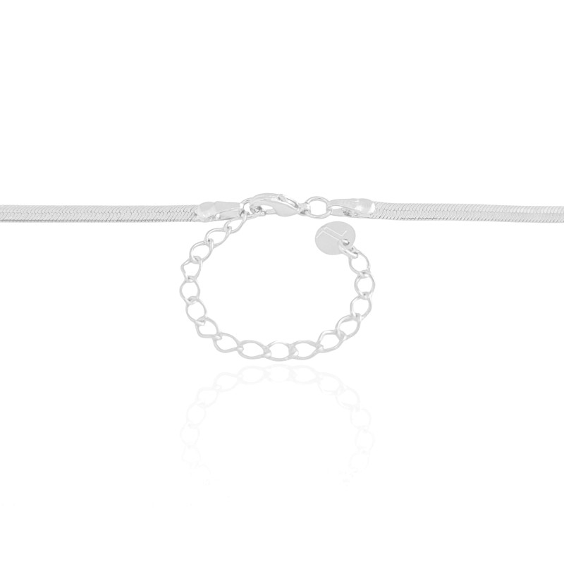 Gargantilha Malha Fita 3 mm Ródio Branco