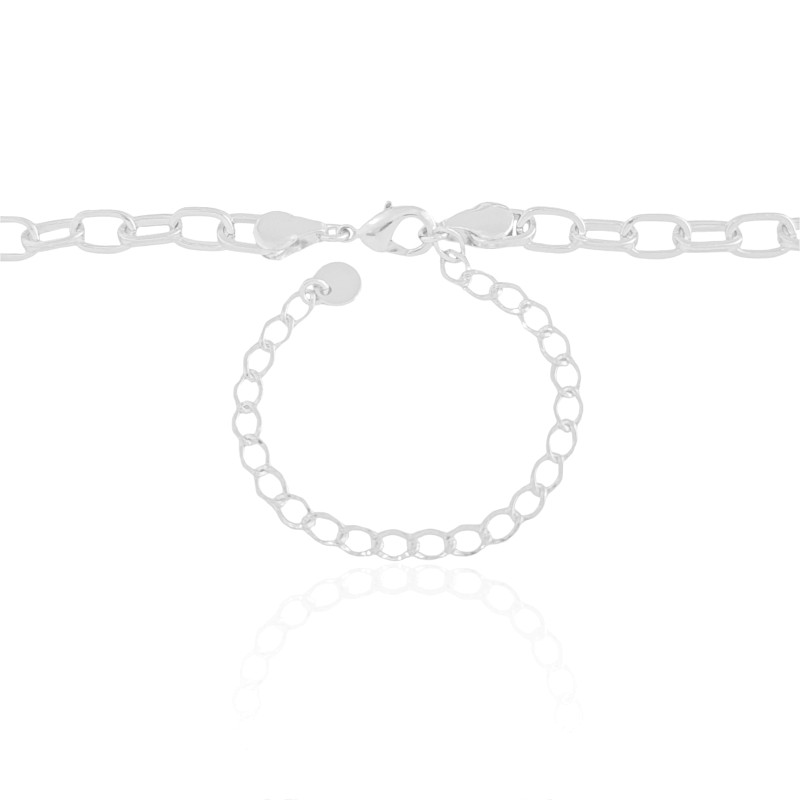 Choker Elos Ovais Lisos Ródio Branco