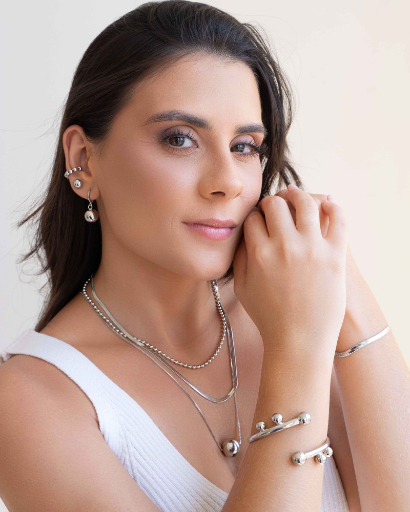 Pulseira Malha Fita Ródio Branco