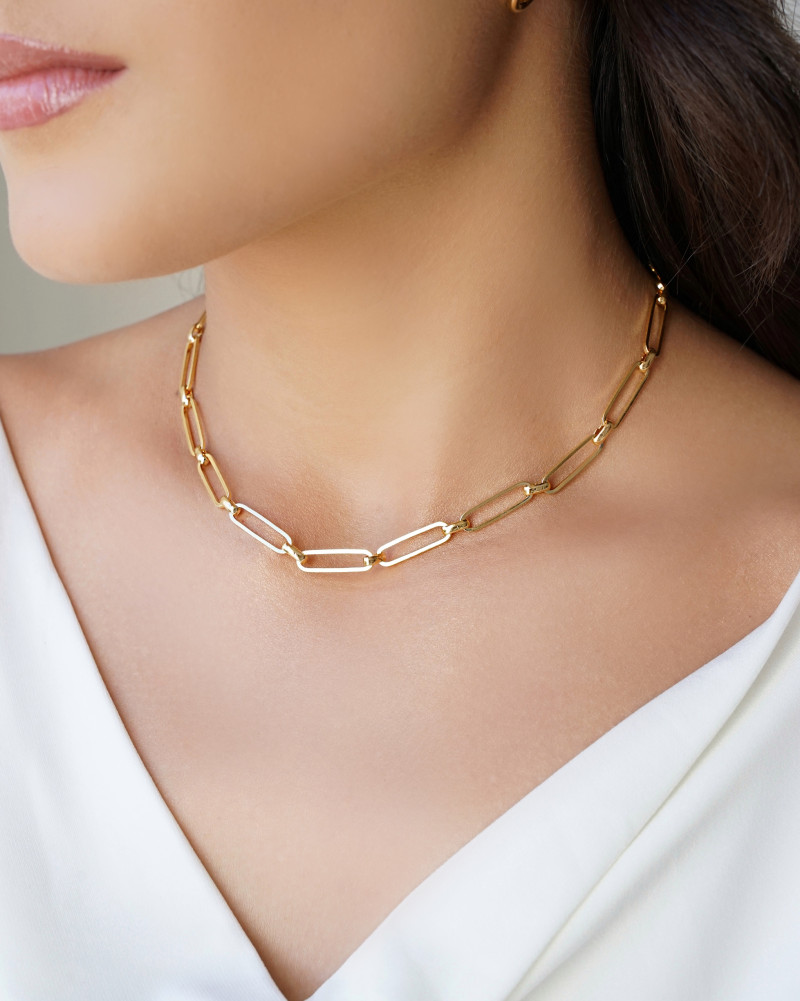 Choker Elos Ovais 5 mm Banhado a Ouro 18K