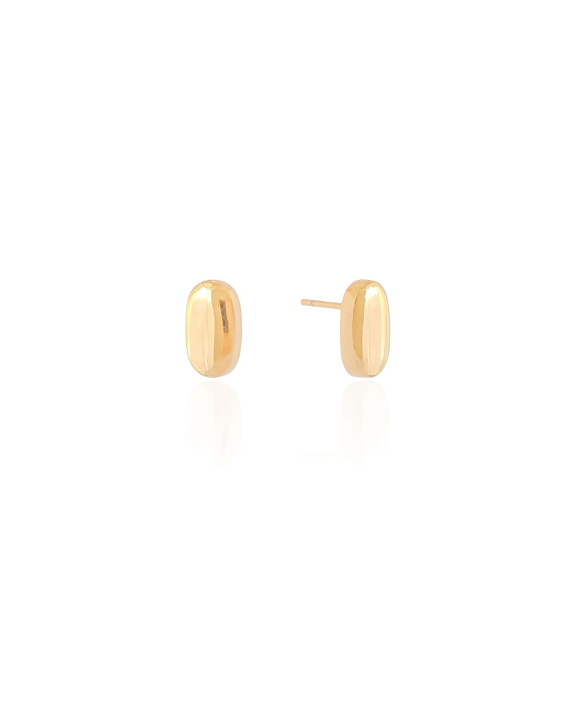 Brinco Oval Liso 1.2 cm Banhado a Ouro 18K
