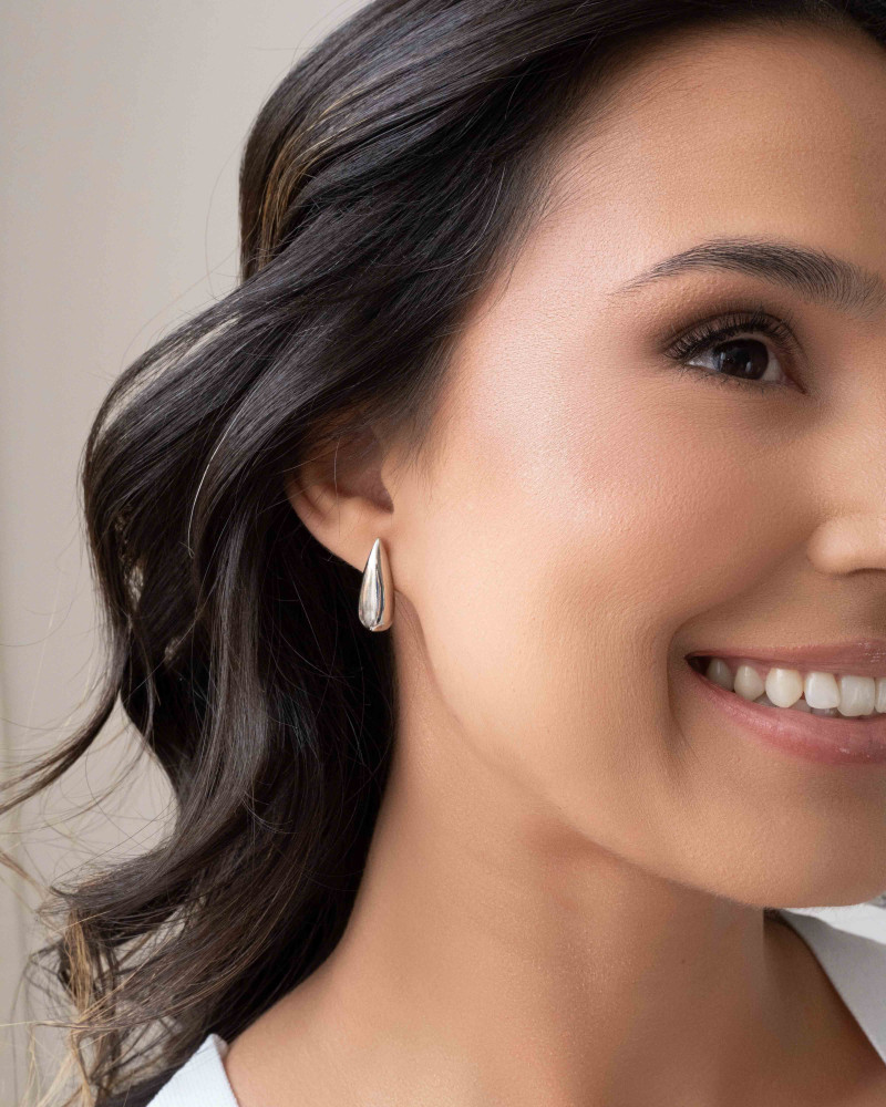 Brinco Gota Abaulada Lisa 2.1 cm Ródio Branco