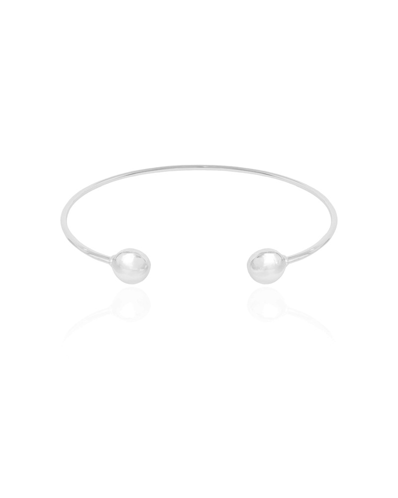 Bracelete Fio Detalhe Redondo Liso Ródio Branco