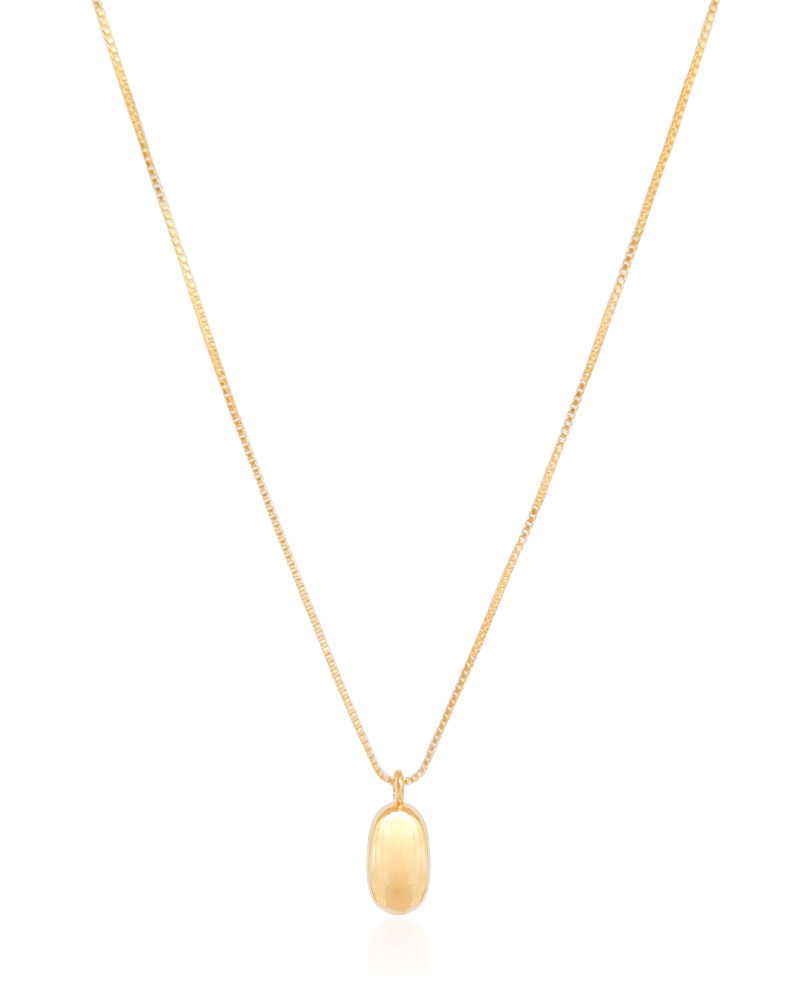 Choker Veneziana com Pingente Oval Liso Banhado a Ouro 18K