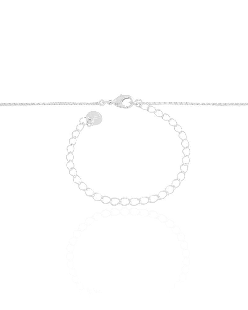 Gargantilha Veneziana com Pingente de Gota Abaulada Lisa Ródio Branco