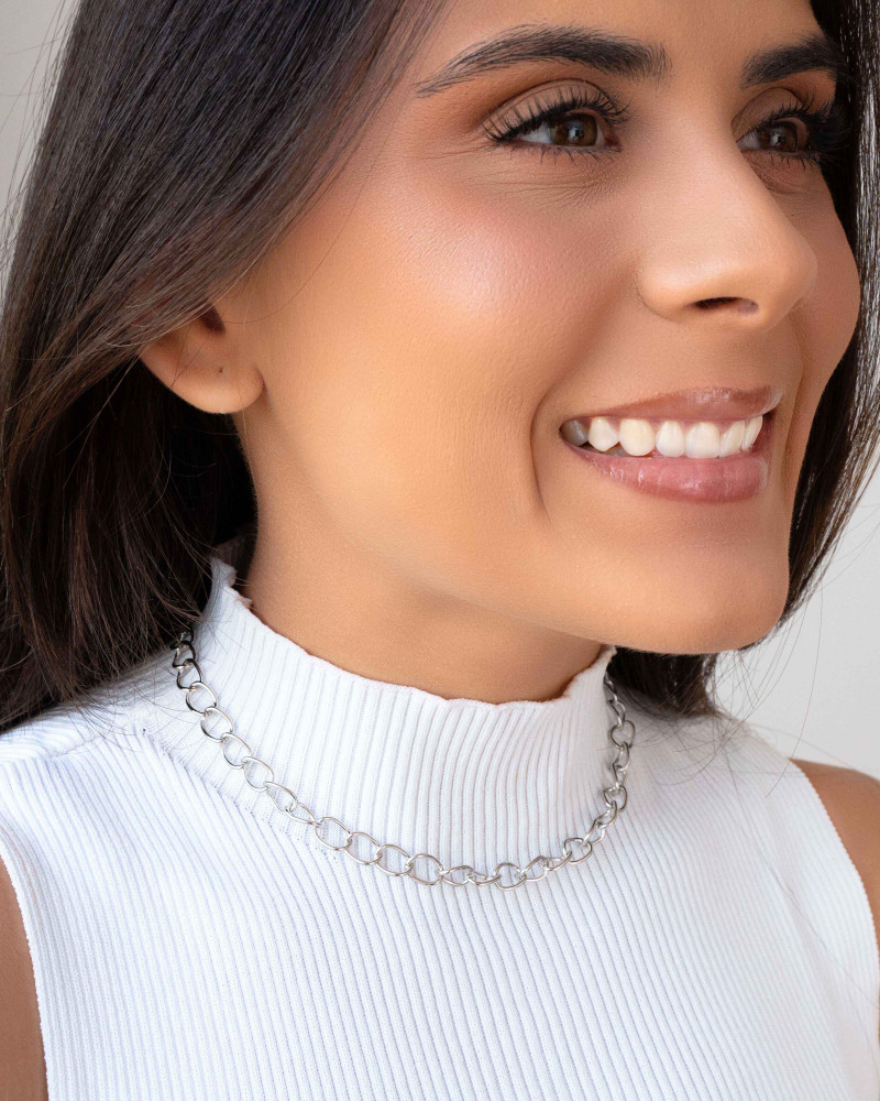 Choker Elos 7 mm Ródio Branco