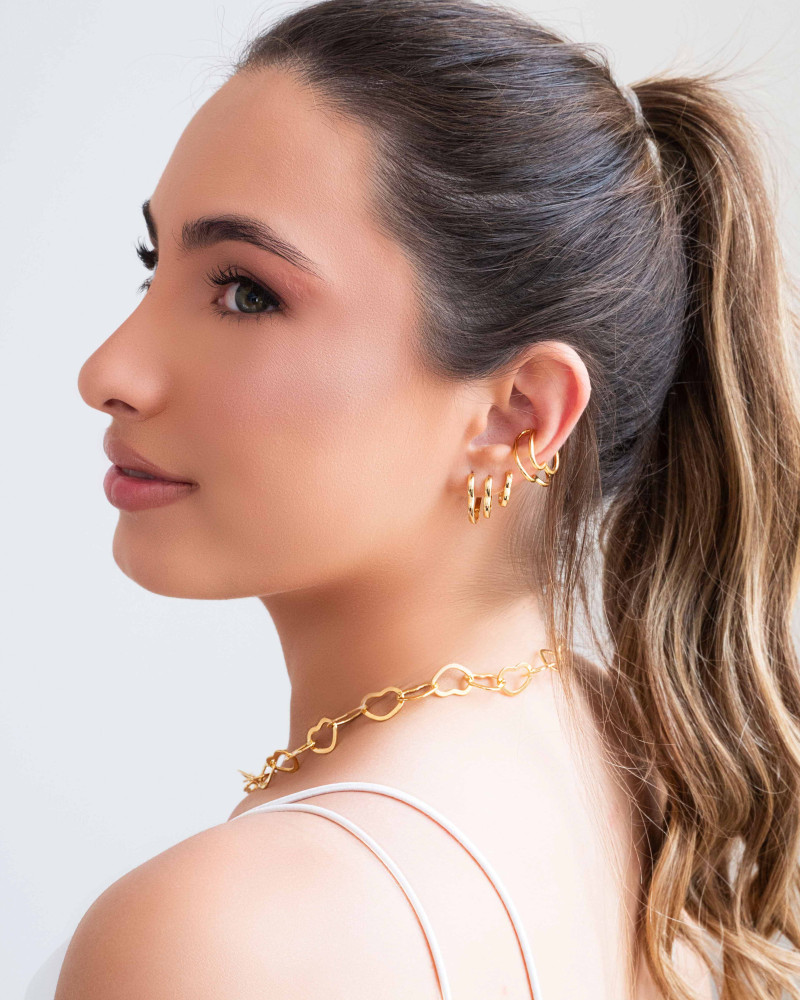 Piercing Coração Duplo Banhado a Ouro 18K