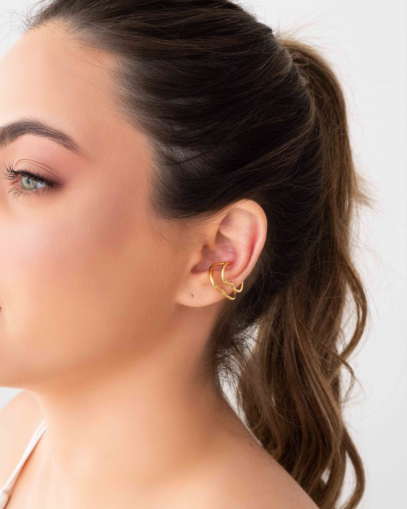 Piercing Coração Duplo Banhado a Ouro 18K