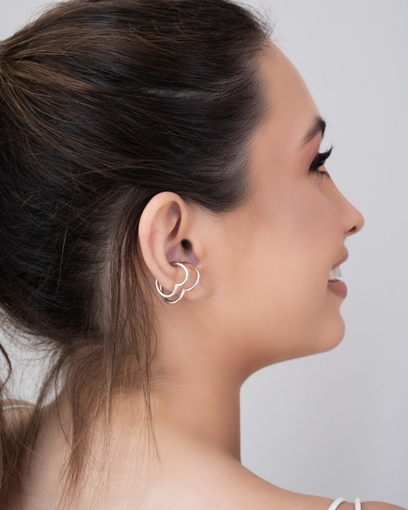 Piercing Coração Duplo Ródio Branco