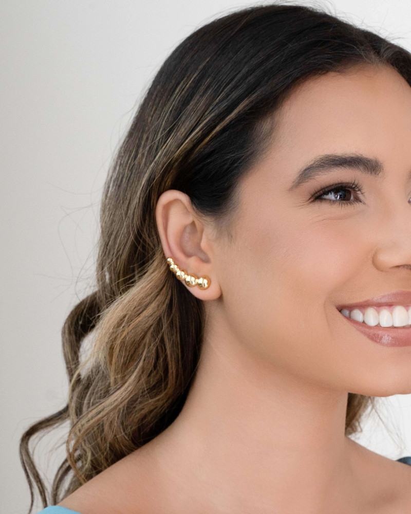 Ear Cuff Bolas Lisas 3.0 cm Banhado a Ouro 18K