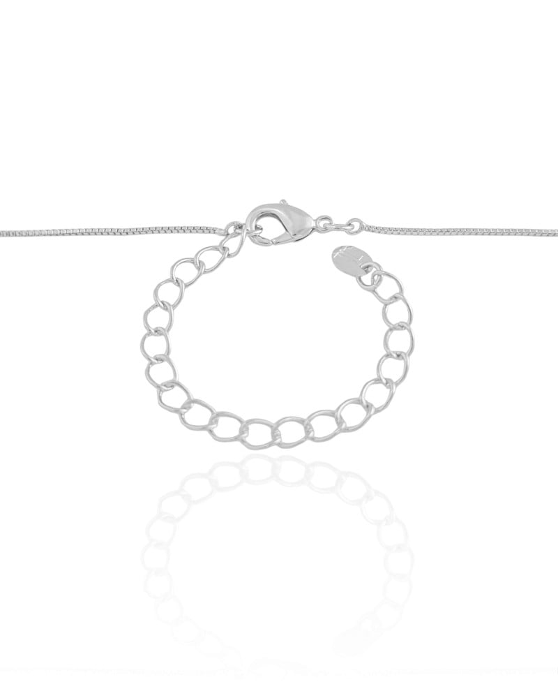 Gargantilha Veneziana Quadrado Abaulado Liso Ródio Branco