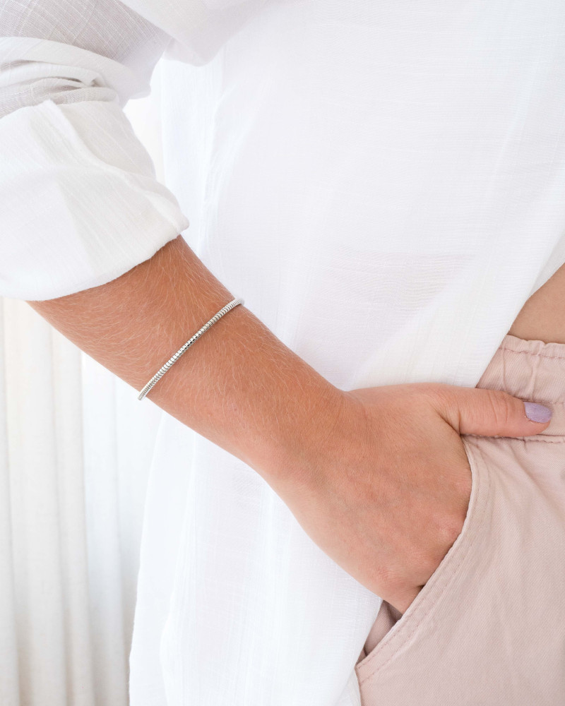 Bracelete Mola Espiral Ródio Branco