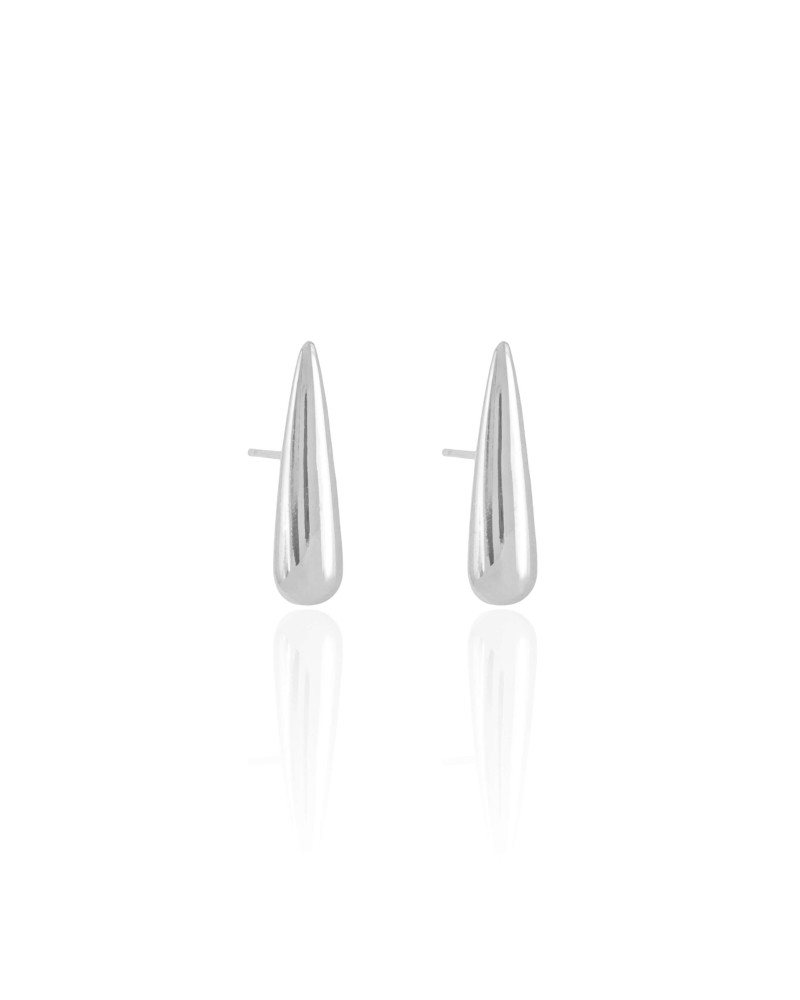 Brinco Gota Lisa Ródio Branco