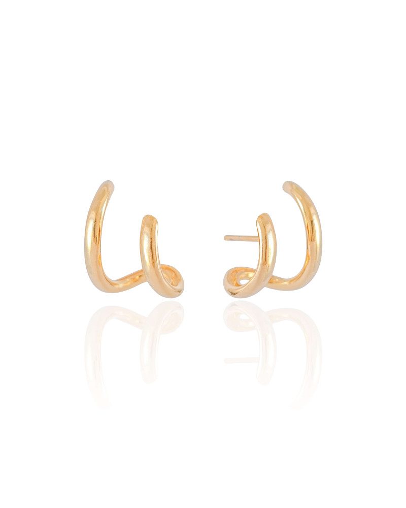 Ear Cuff Dois Filetes Liso Banhado a Ouro 18K