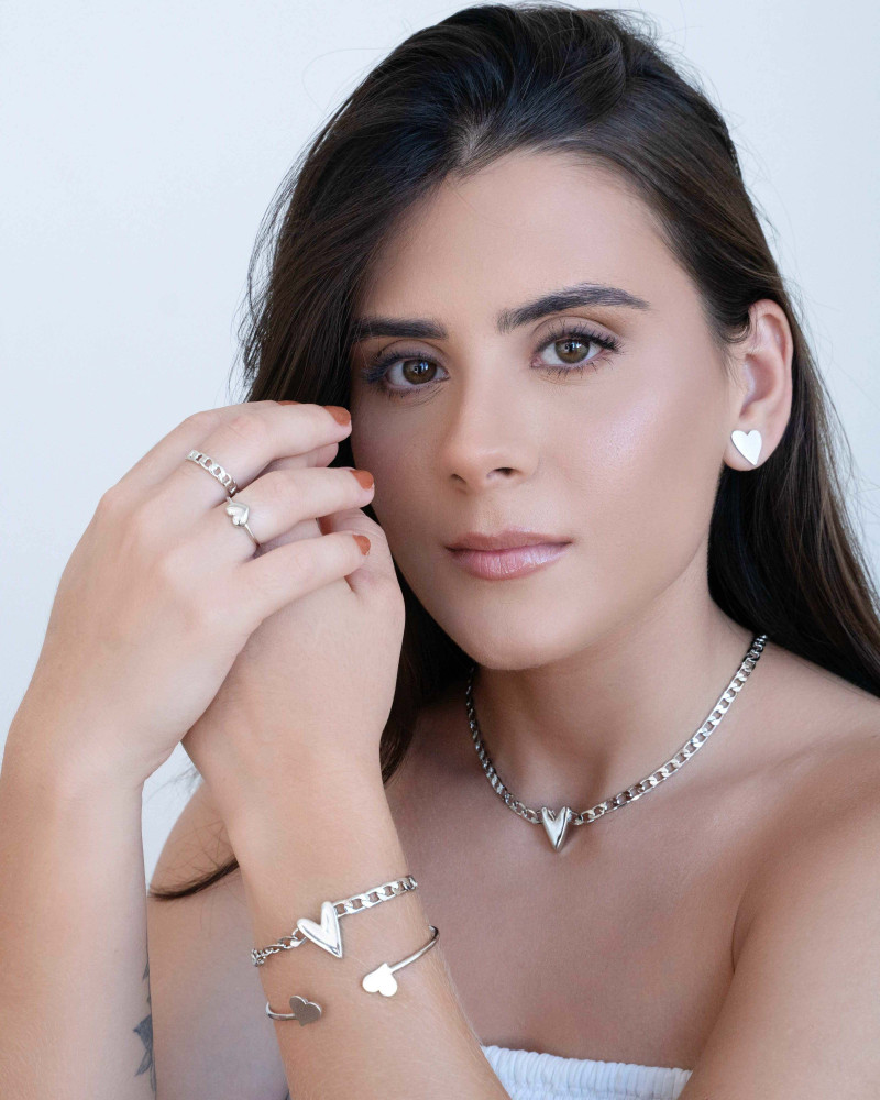 Gargantilha Grumet Coração Liso Ródio Branco