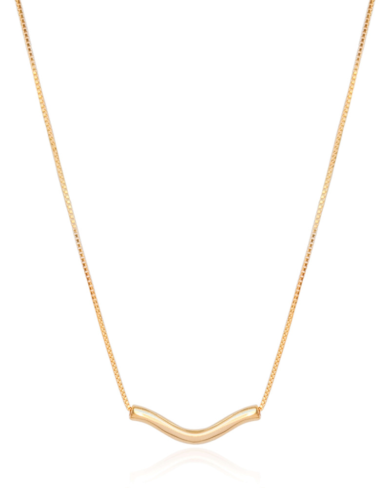 Gargantilha Veneziana Pingente Ondulado Banhado a Ouro 18K - 40 cm