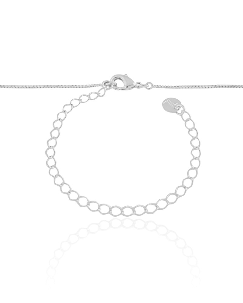 Gargantilha Veneziana Pingente Ondulado Ródio Branco - 40 cm