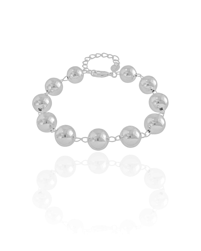 Pulseira Bolas Lisas Ródio Branco
