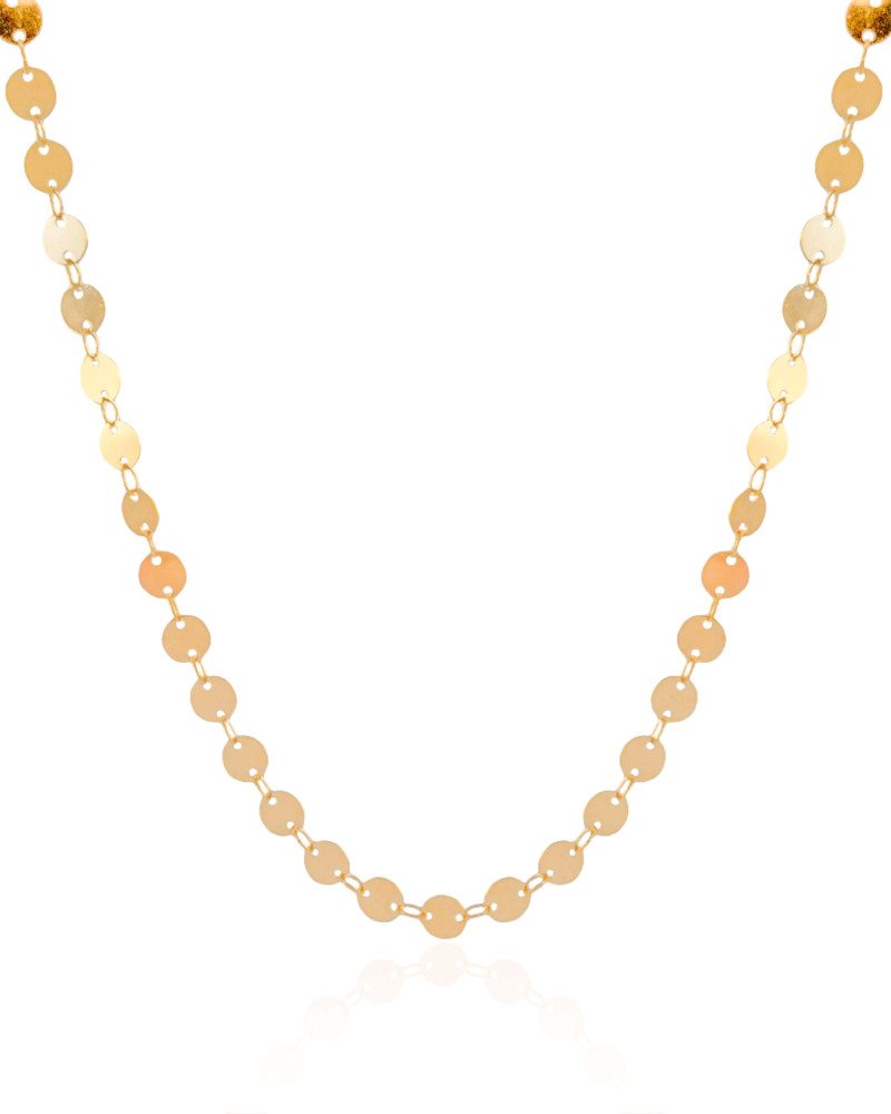 Choker Plaquinhas Redondas Flat Banhado a Ouro 18K
