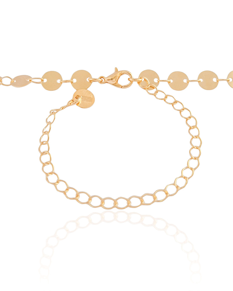 Choker Plaquinhas Redondas Flat Banhado a Ouro 18K