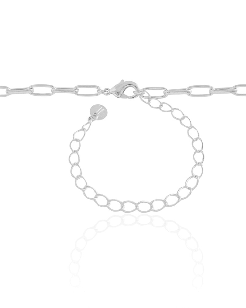 Choker Elos Ovais Ródio Branco