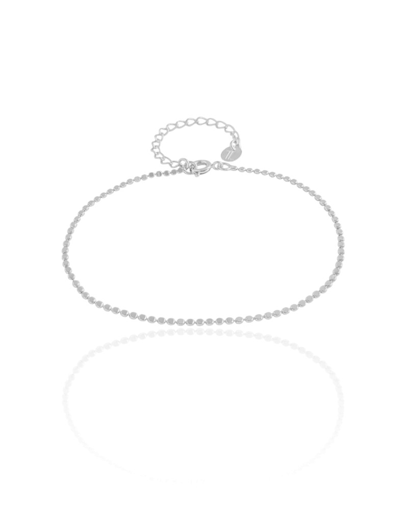 Pulseira Bolinhas Achatadas Ródio Branco