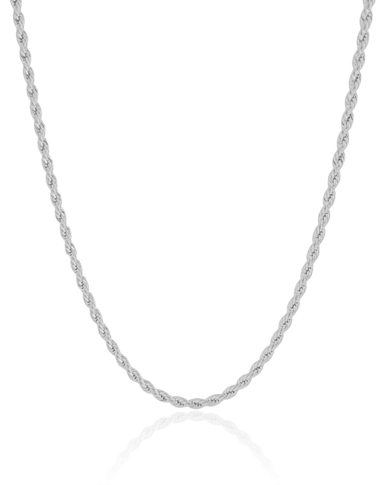 Choker Cordão Baiano 3 mm Ródio Branco