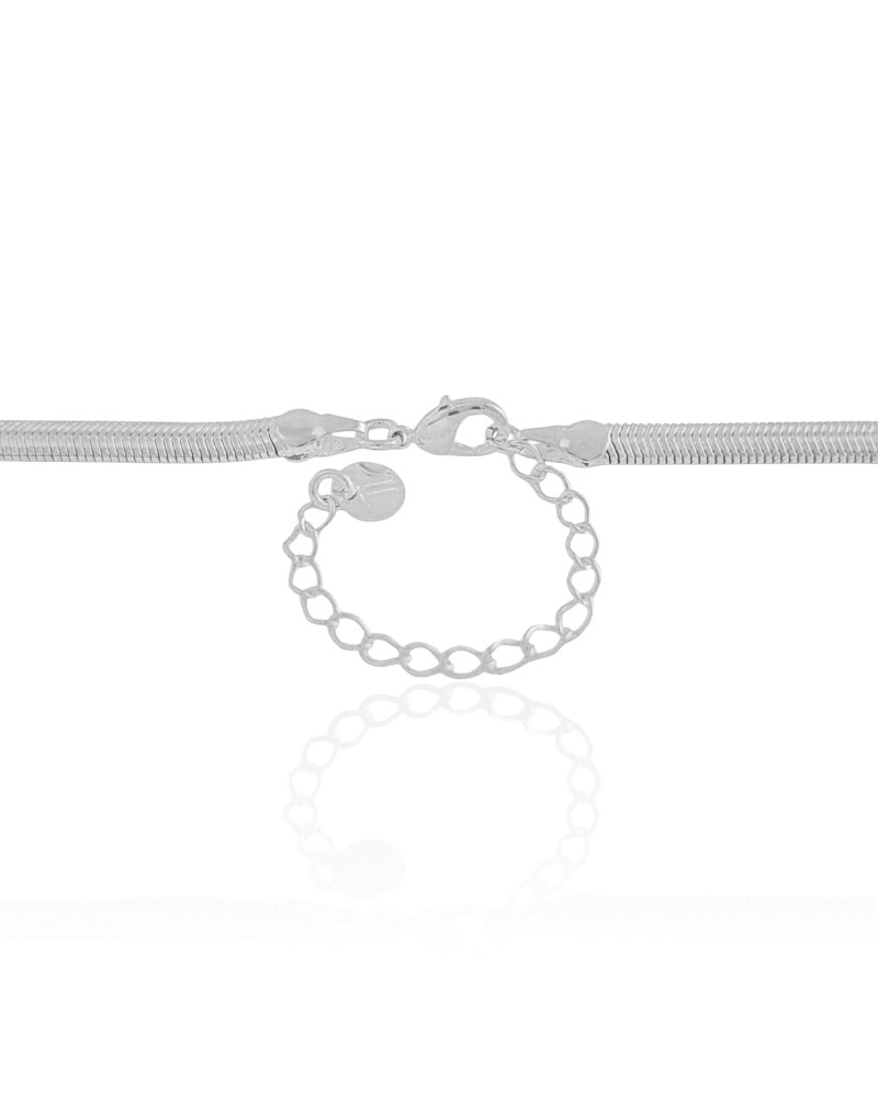 Gargantilha Snake 4 mm Ródio Branco