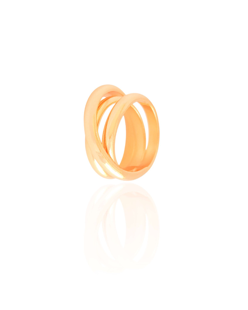 Anel Filetes Entrelaçados Tamanho 16 Banhado a Ouro 18K