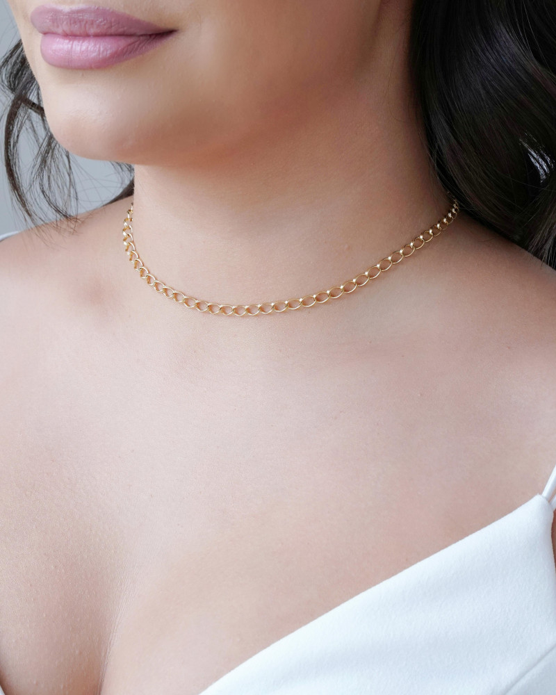 Gargantilhas Elos Trabalhados Banhado a Ouro 18K