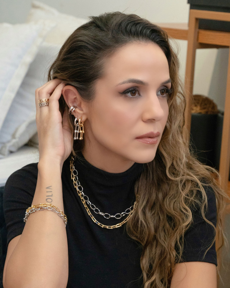 Choker Elos Ovais Lisos Ródio Branco