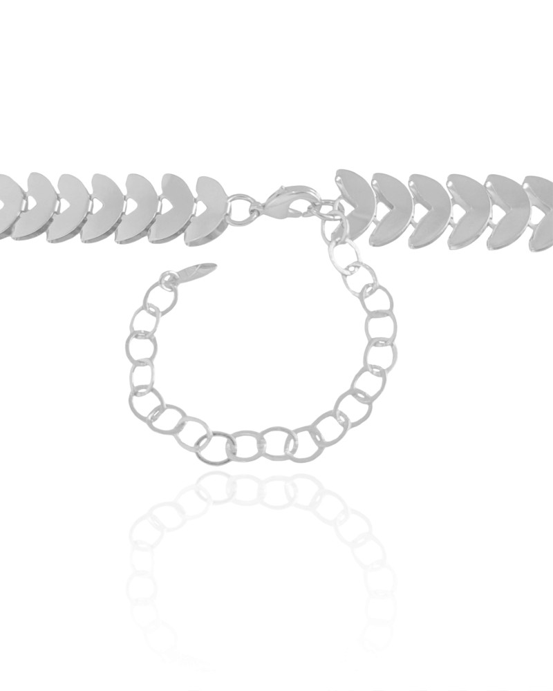 Choker Escamas 12 mm Ródio Branco