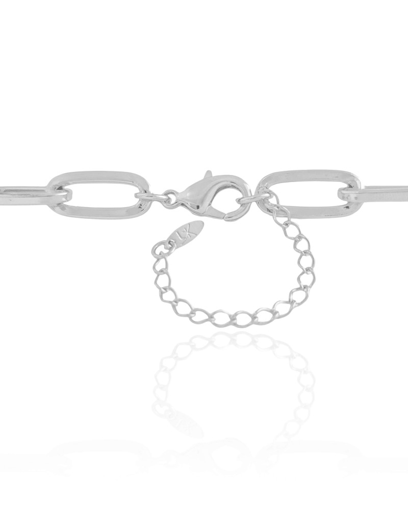 Gargantilha Elos Ovais 8 mm Ródio Branco - 45 cm