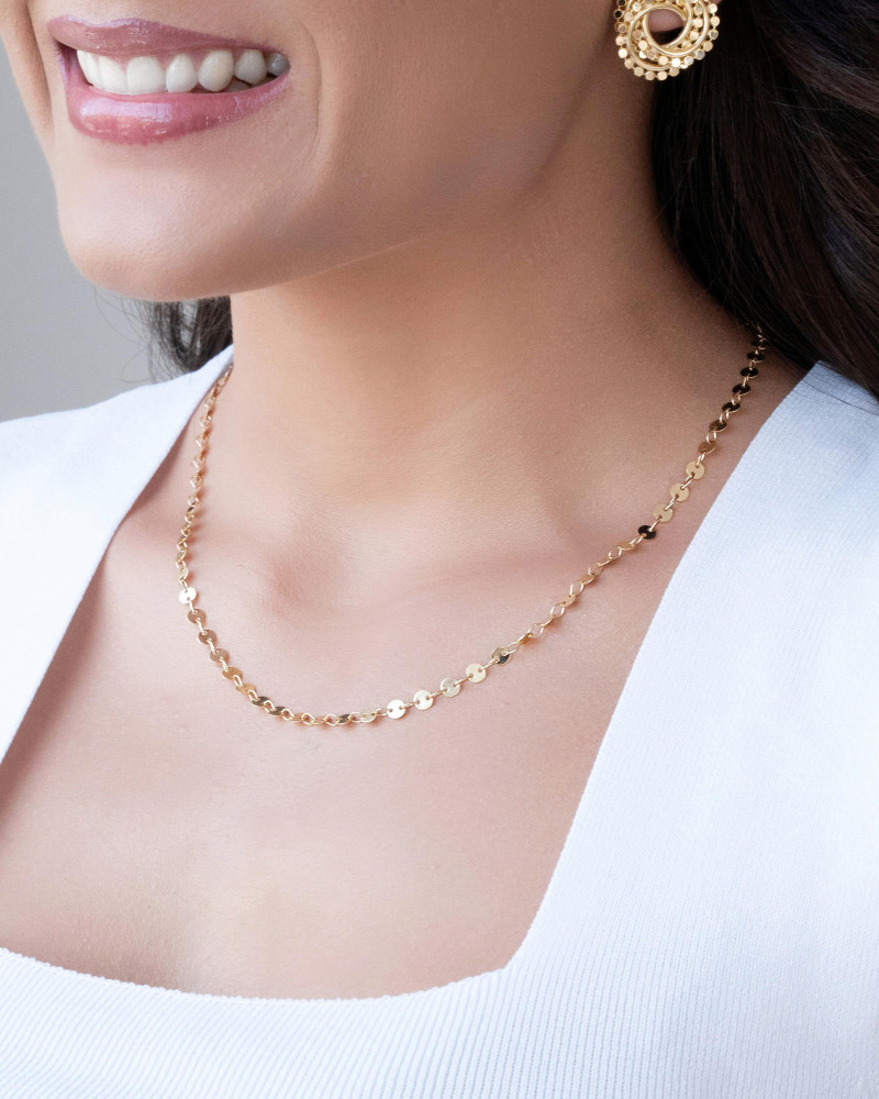 Gargantilha Plaquinhas Redondas 4 mm Banhado a Ouro 18K