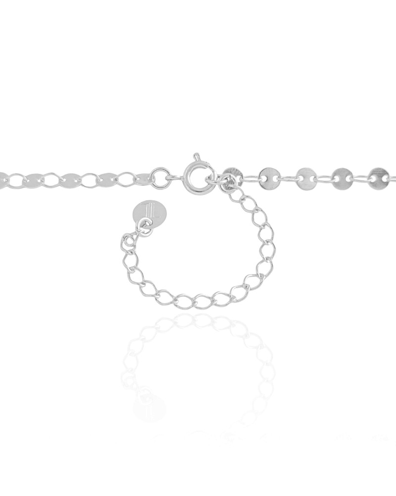 Gargantilha Plaquinhas Redondas 4 mm Ródio Branco