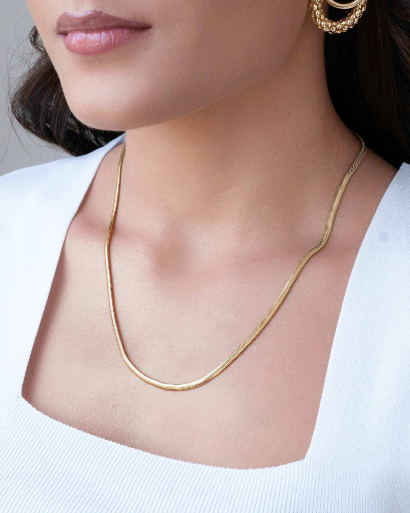 Gargantilha Snake 3 mm Banhado a Ouro 18K