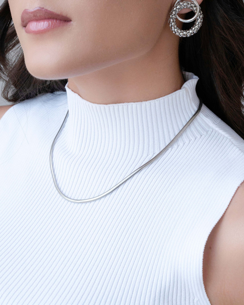 Gargantilha Snake 3 mm Ródio Branco