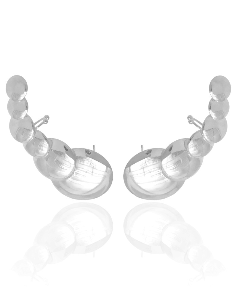Ear Cuff Bolas Achatadas Ródio Branco