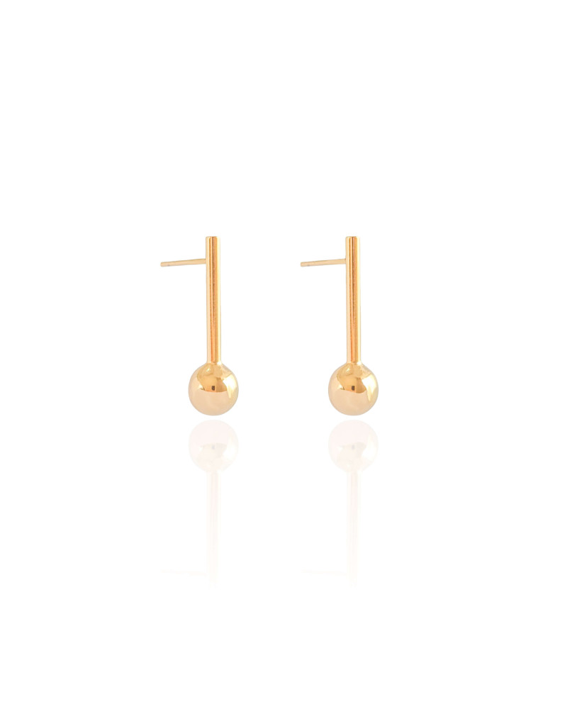 Brinco Palito Bola Lisa Banhado a Ouro 18K