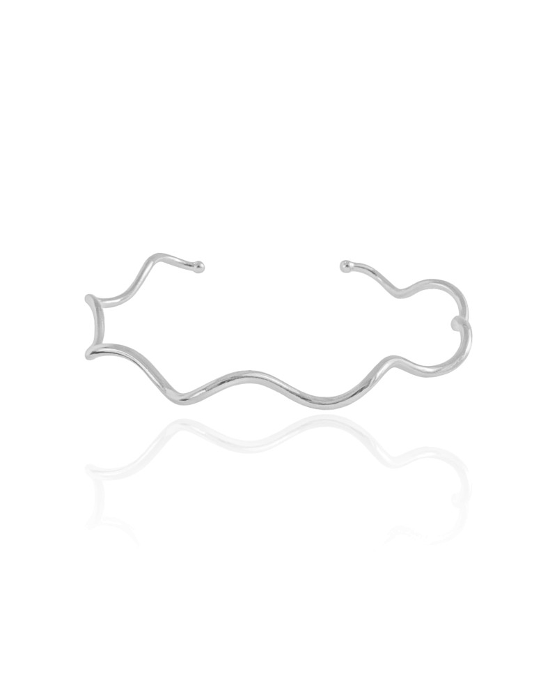 Bracelete Ondulado Ródio Branco