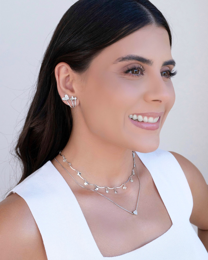 Gargantilha Veneziana Coração Liso Ródio Branco