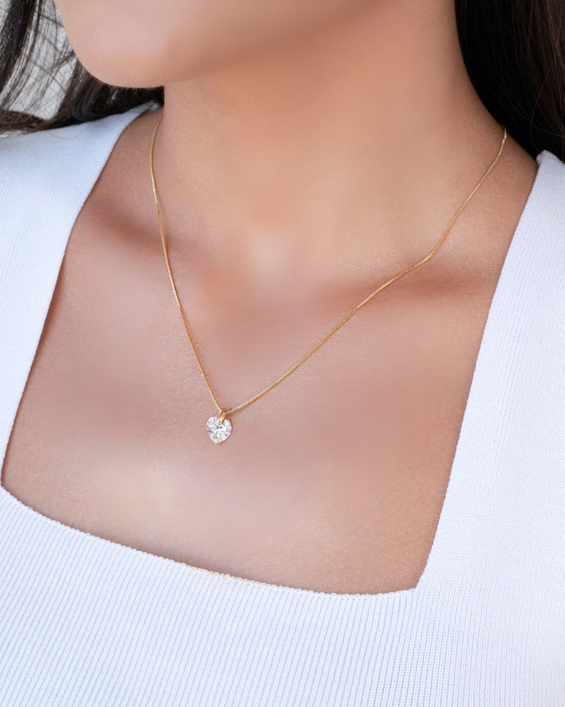 Gargantilha Veneziana Coração Zircônia Banhado a Ouro 18K