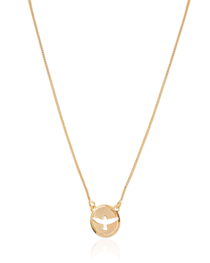 Escapulário Veneziana Espirito Santo Banhado a Ouro 18K