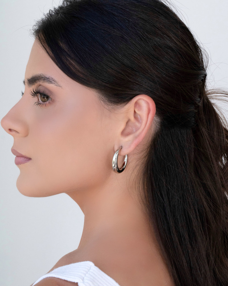 Brinco Argola Lisa 2.8 cm Ródio Branco