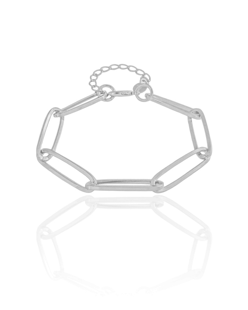 Pulseira Elos Ovais Ródio Branco