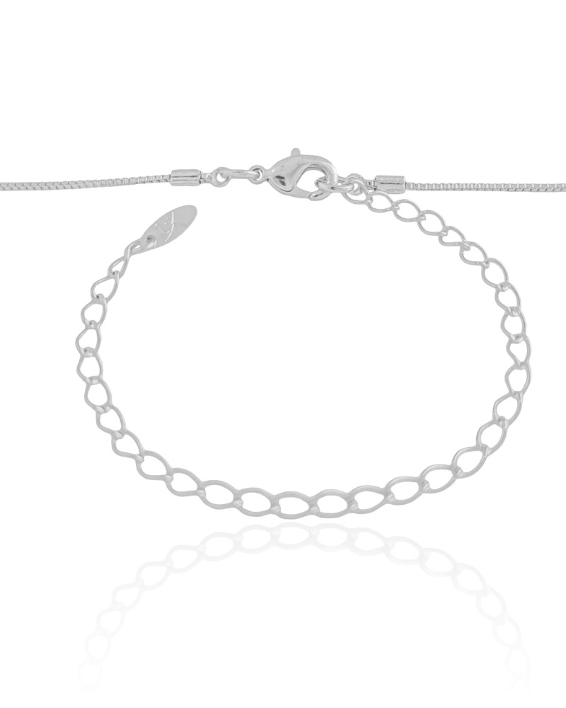 Gargantilha Veneziana Corações Entrelaçado Ródio Branco