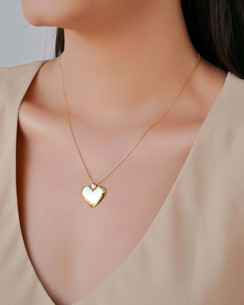 Gargantilha Veneziana Coração Liso Banhado a Ouro 18K