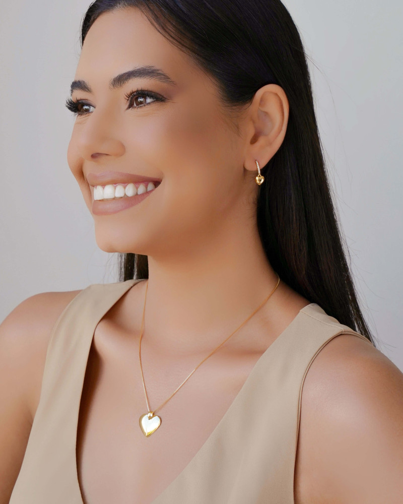 Gargantilha Veneziana Coração Liso Banhado a Ouro 18K