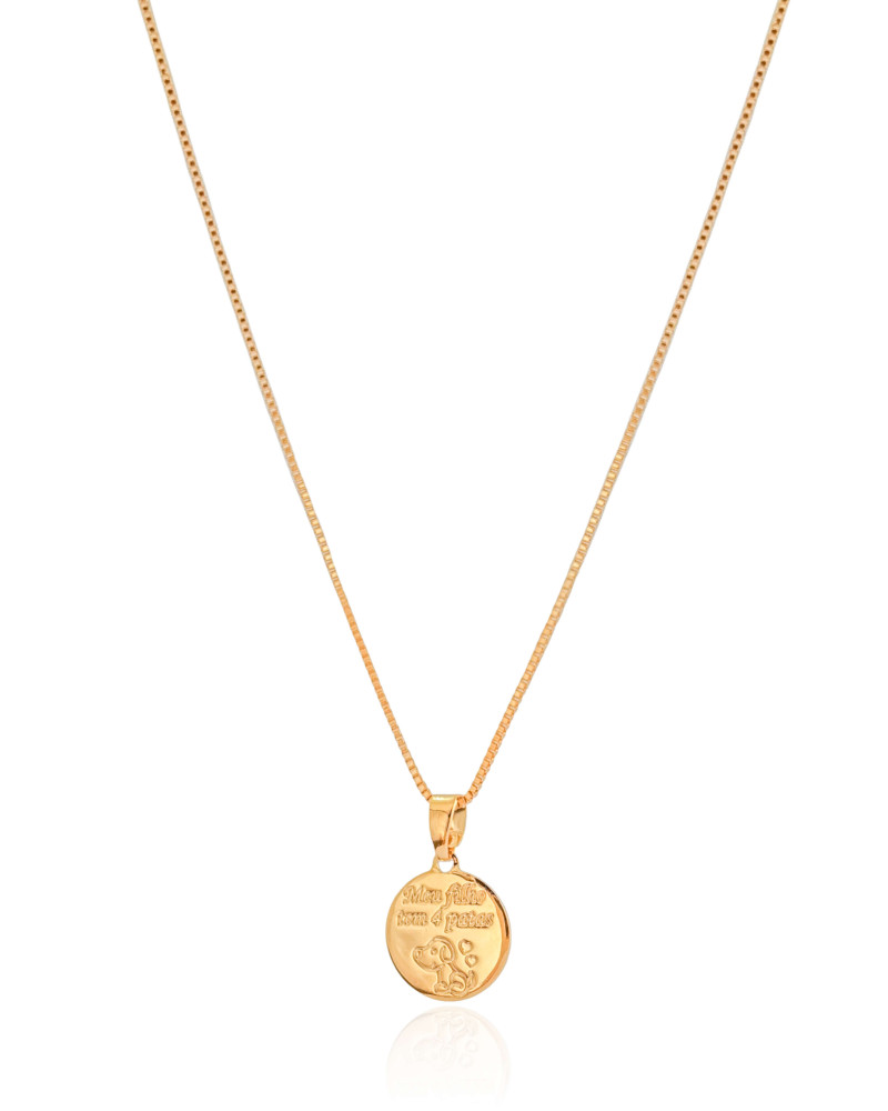 Gargantilha Veneziana Cachorro Meu Filho Tem 4 Patas Banhado a Ouro 18K