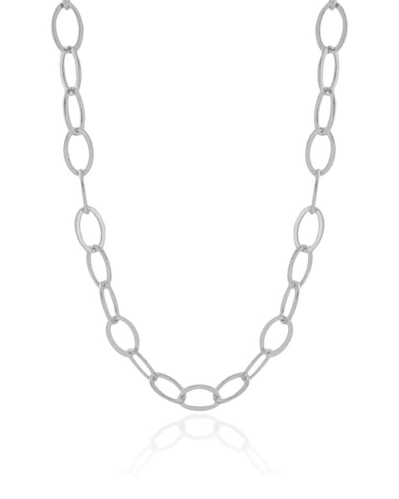 Choker Elos Ovais 7 mm Ródio Branco